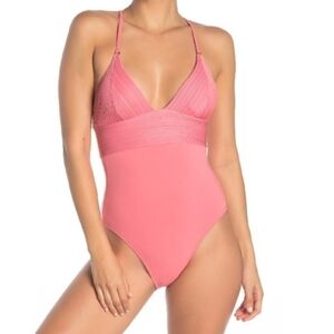 NWT Robin Piccone Lily Womens Pink Lemonade One Piece Swim Sz 6